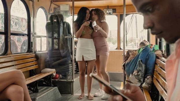 Kira Perez, Ameena Greene - The Fucking Public Bus Threesome (2022 | FullHD)