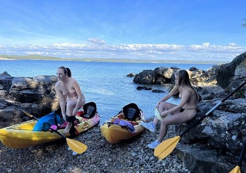 Kristina, Mira D - Nude Kayaking And Hiking Naked Outdoors On A Deserted Adriatic Island With Mira And Kristina (2023 | FullHD)