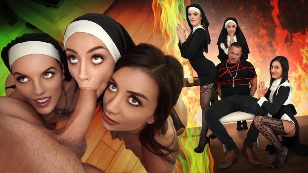 Natalie Brooks, Selena Love, Fiona Frost - Three Horny Nuns Fuck the Devil Out of Him (2025 | FullHD)