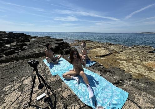 Abbie Storm, Dora, Gabriella Lati, Sammie - Naked Yoga On The Beach With Dora Sam Big Boobs And Gabriela Lati (2025 | FullHD)